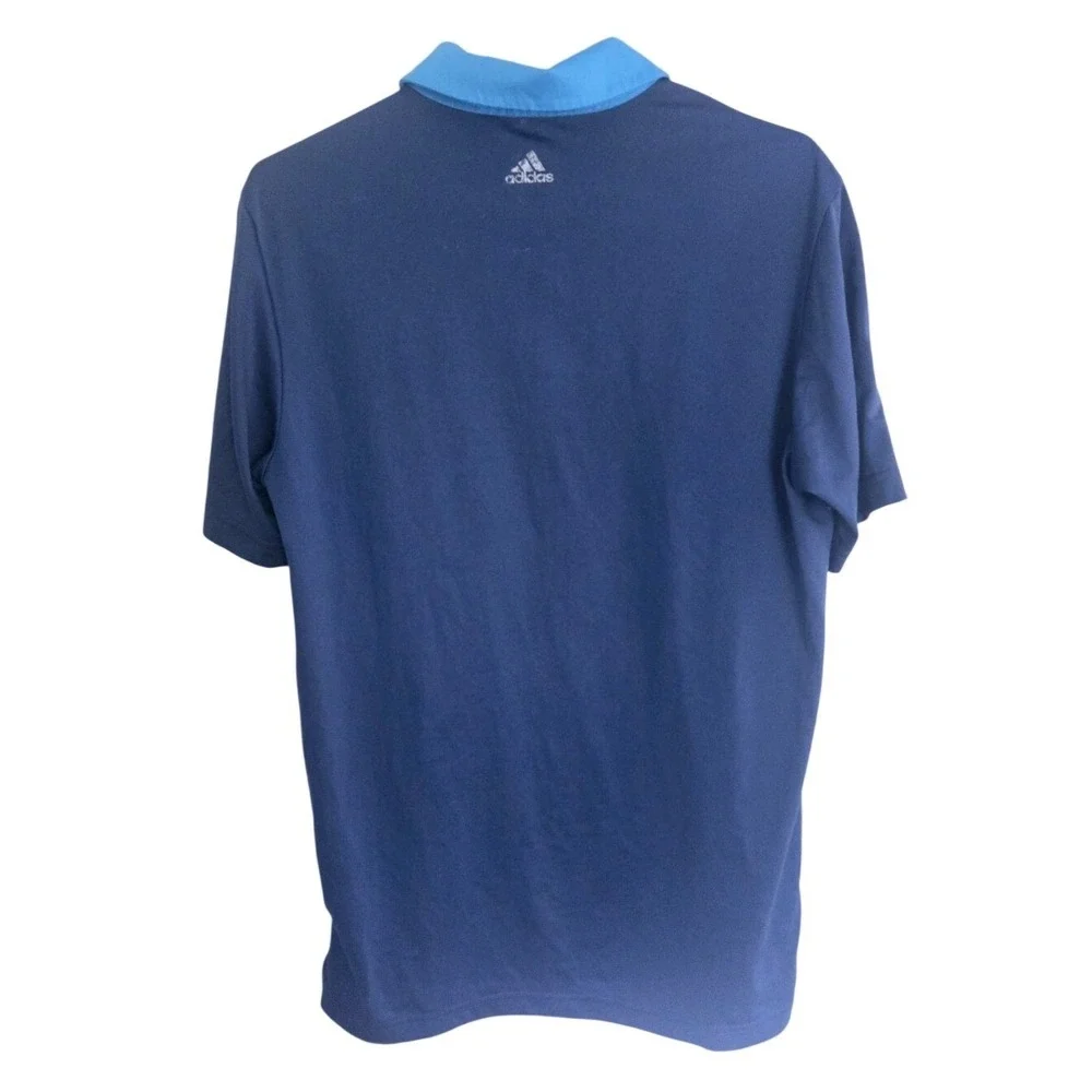 Adidas Adizero Golf Polo Shirt Mens Small Navy Blue Light Blue Striped Graphic‎